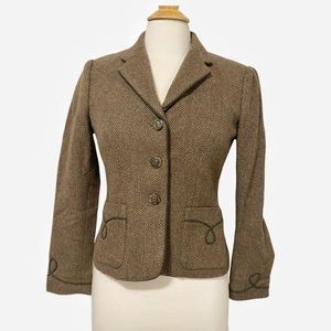 Vintage Ralph Lauren Wool Horse Equestrian Herringbone Riding Jacket SZ: 4